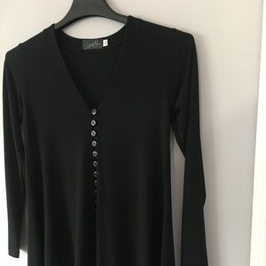 Long black button up top